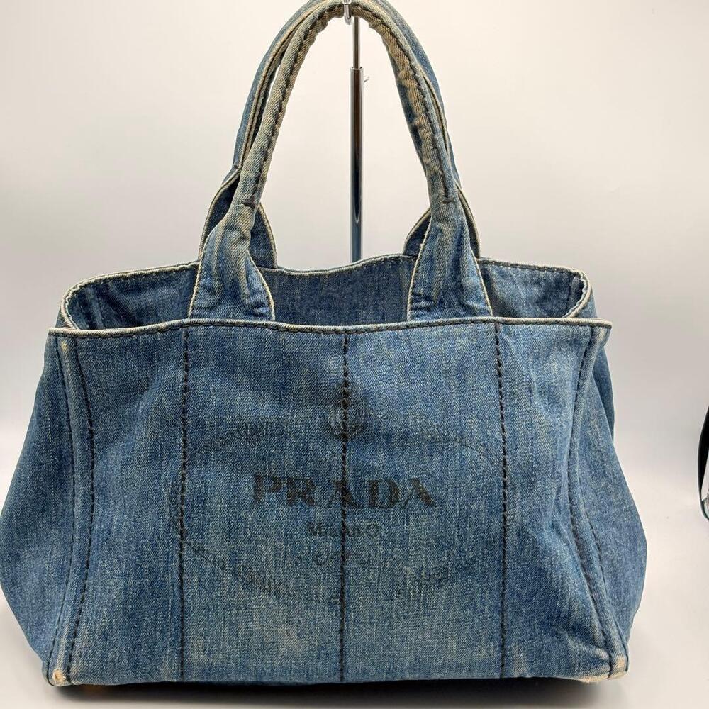 PRADA Canapa denim tote bag Blue